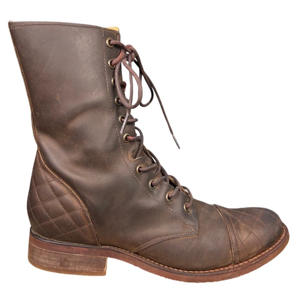 Justin Women’s Western Granny Quilted Brown Leather Western Boot Size 9.5 B